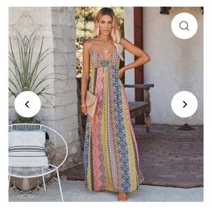 Boho Beach Hut Multicolor Maxi Dress